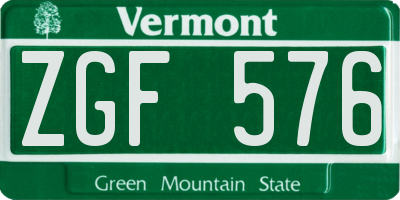 VT license plate ZGF576