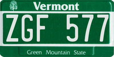 VT license plate ZGF577
