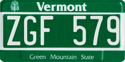 VT license plate ZGF579