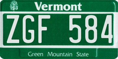 VT license plate ZGF584