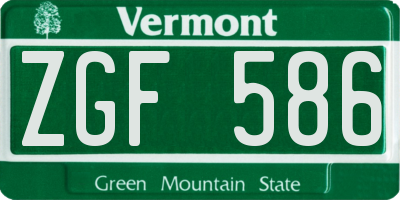 VT license plate ZGF586