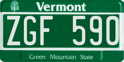 VT license plate ZGF590