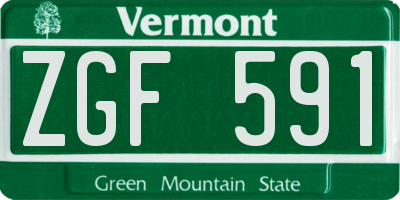VT license plate ZGF591