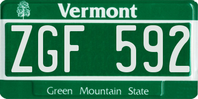 VT license plate ZGF592