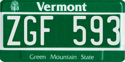 VT license plate ZGF593