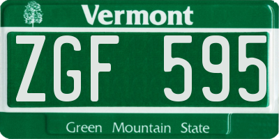 VT license plate ZGF595