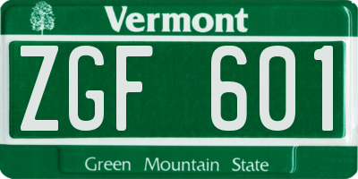 VT license plate ZGF601