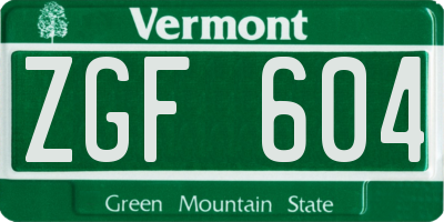 VT license plate ZGF604