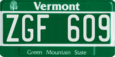 VT license plate ZGF609