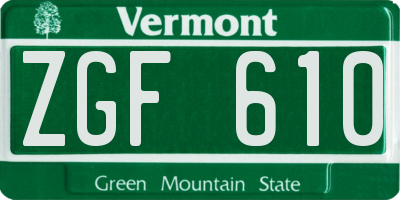 VT license plate ZGF610