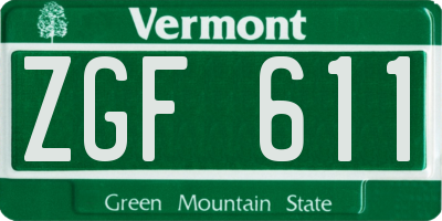 VT license plate ZGF611