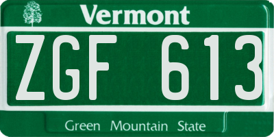 VT license plate ZGF613