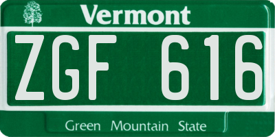 VT license plate ZGF616