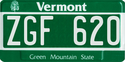 VT license plate ZGF620