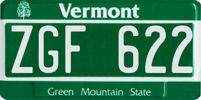 VT license plate ZGF622