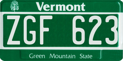 VT license plate ZGF623