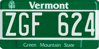 VT license plate ZGF624