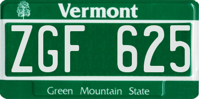VT license plate ZGF625