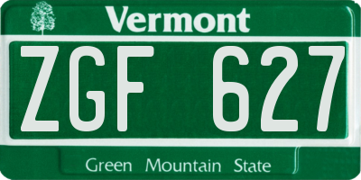 VT license plate ZGF627