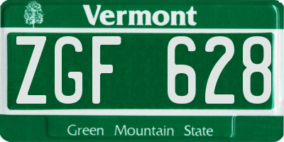 VT license plate ZGF628