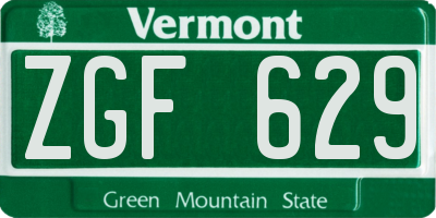 VT license plate ZGF629