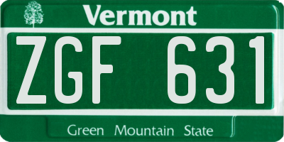 VT license plate ZGF631