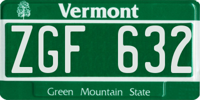 VT license plate ZGF632