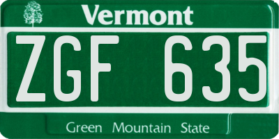 VT license plate ZGF635