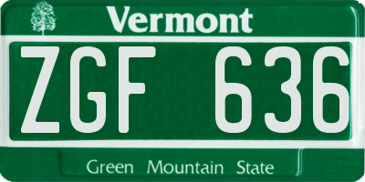VT license plate ZGF636