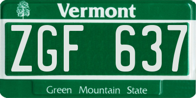 VT license plate ZGF637