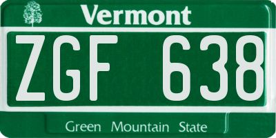 VT license plate ZGF638