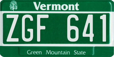 VT license plate ZGF641