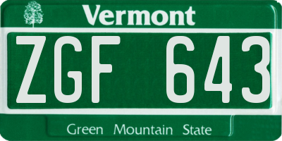 VT license plate ZGF643