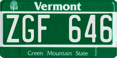 VT license plate ZGF646