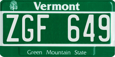 VT license plate ZGF649