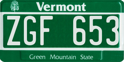 VT license plate ZGF653