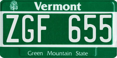 VT license plate ZGF655