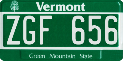 VT license plate ZGF656
