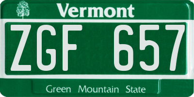 VT license plate ZGF657