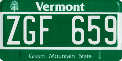 VT license plate ZGF659