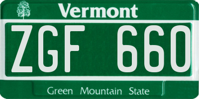 VT license plate ZGF660