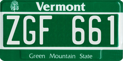 VT license plate ZGF661