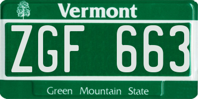 VT license plate ZGF663
