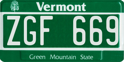 VT license plate ZGF669