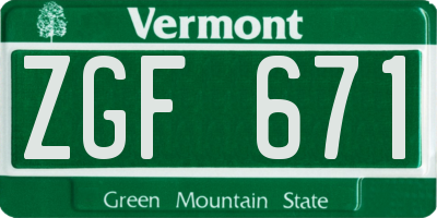 VT license plate ZGF671