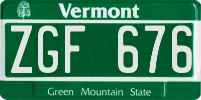 VT license plate ZGF676