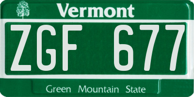 VT license plate ZGF677