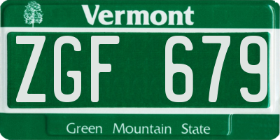 VT license plate ZGF679
