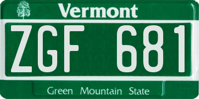 VT license plate ZGF681