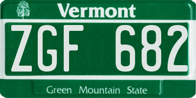VT license plate ZGF682